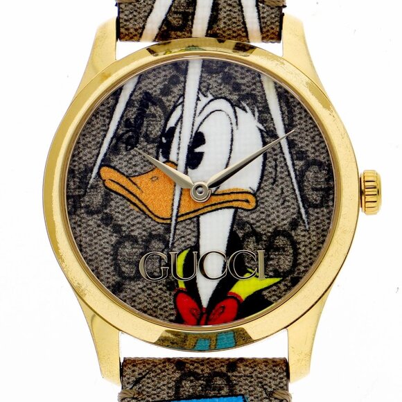 WATCH GUCCI 126.4 donald leather/GF QZ - Picture 1 of 11